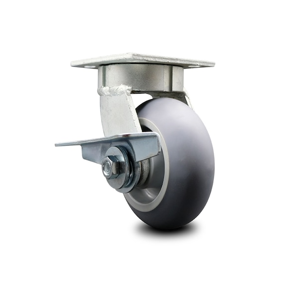 5 Inch Kingpinless Thermoplastic Rubber Wheel Swivel Caster with Brake SCC